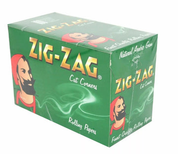 Zig Zag Green Cut Corner Rolling Paper - (Pack Of 100)