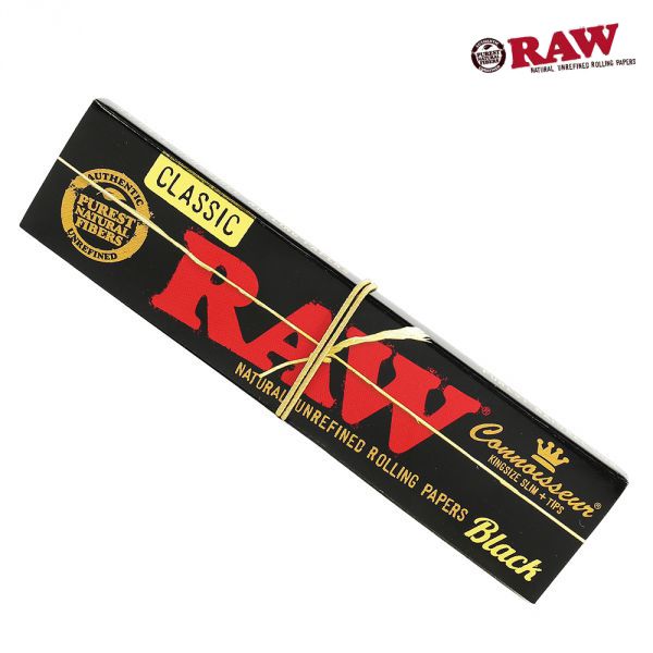 RAW Connoisseur Black King Size Slim Classic Rolling Papers - (Pack of 24)