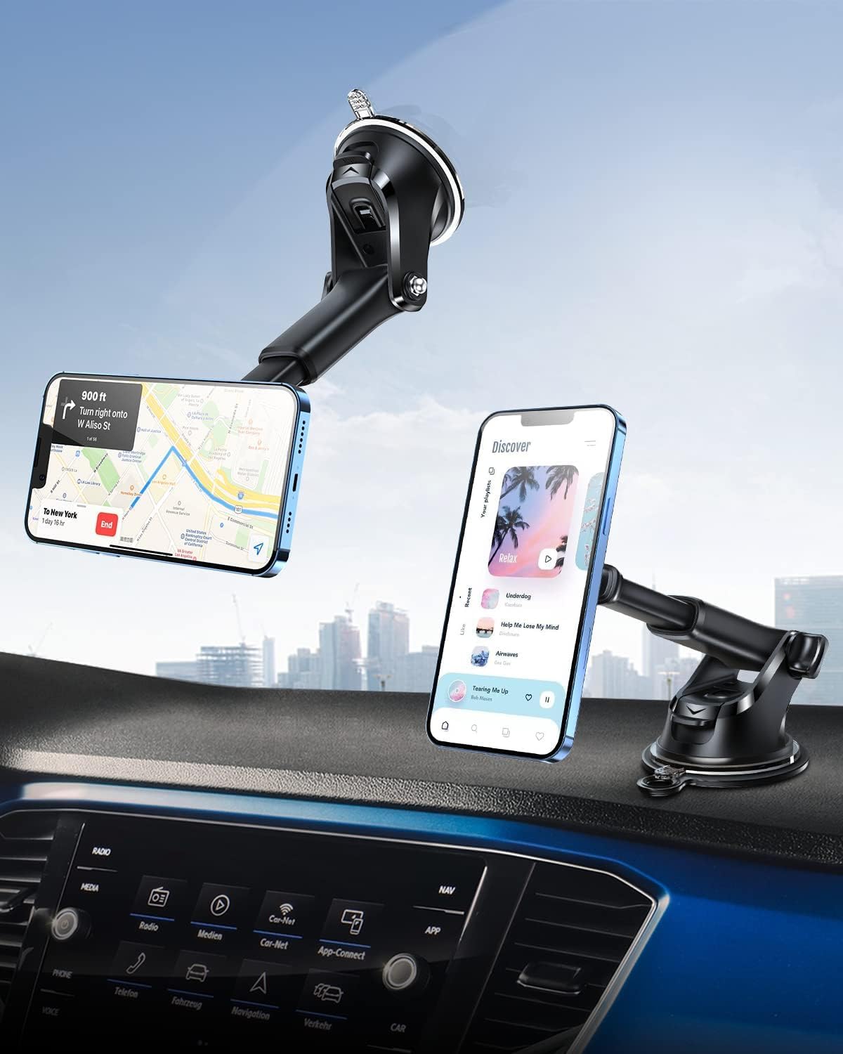 Long-Rod Automobile Instrument Bracket with Strong Magnet Mobile Sucker Holder