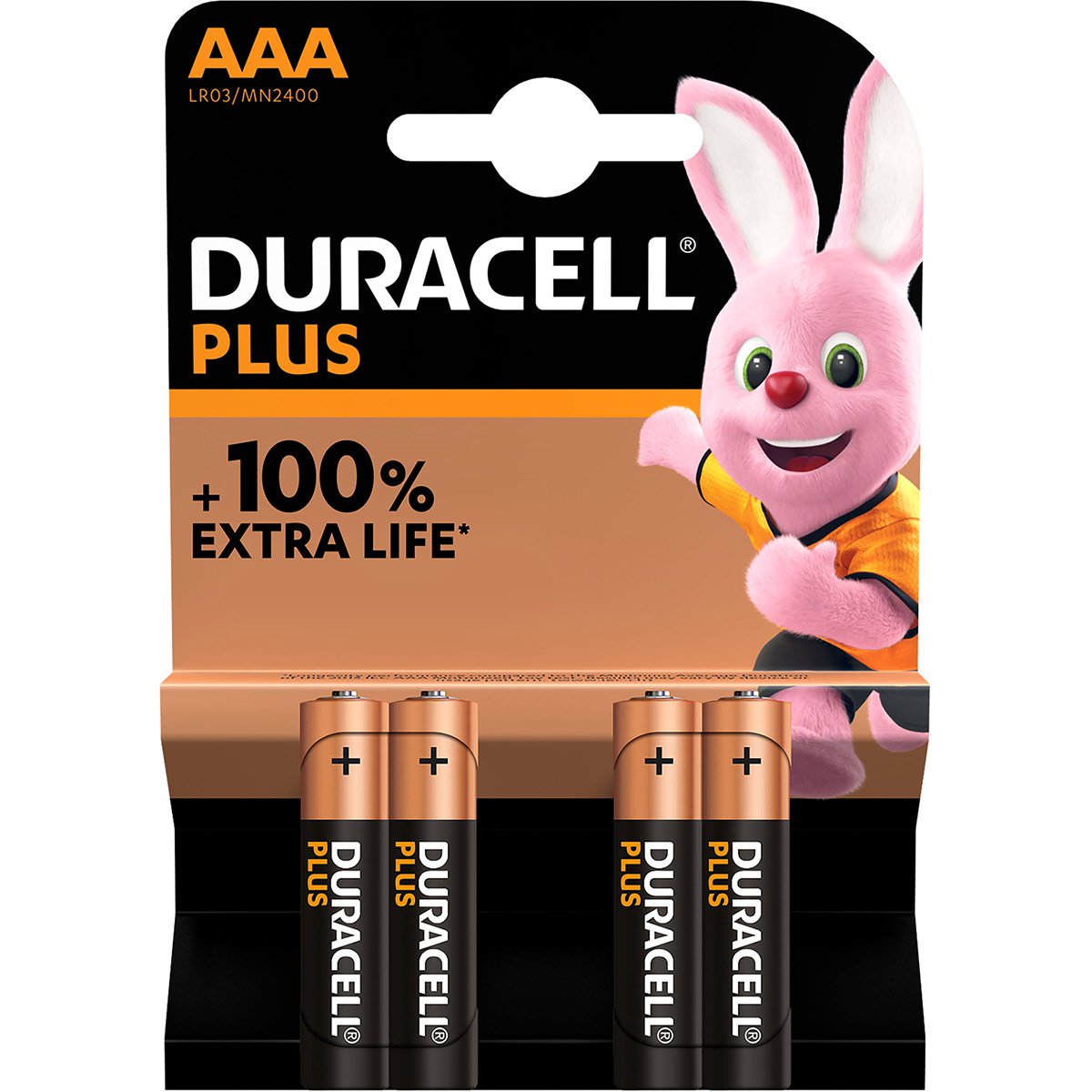Duracell Plus 100% Extra Life AAA Batteries (Pack of 4)