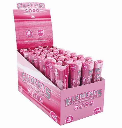 Elements Ultra Thin King Size Pink Cones  32 PCS
